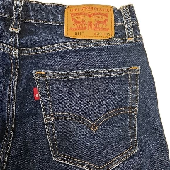 Levi's 511 Mens Slim Fit Stretch Jeans 30x32 (30x31) Blue Denim Slight Taper - Picture 3 of 10